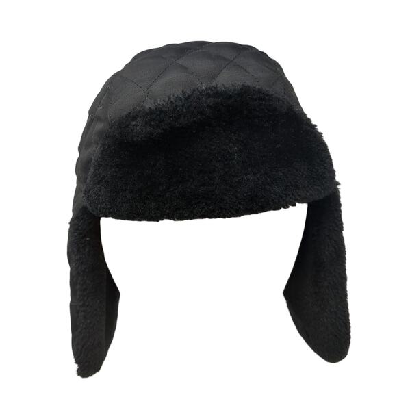 Swiss Tech Fitted Trapper Hat Black One Size Windproof Ear Flaps Faux Fur - Picture 1 of 9